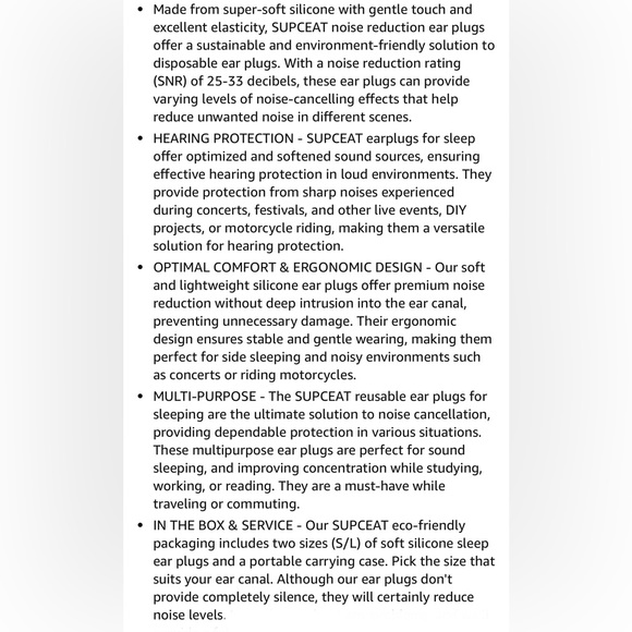 Ear Plugs Reusable Noise Reduction Hearing Protection Work Concerts Travel Sleep - Picture 3 of 8